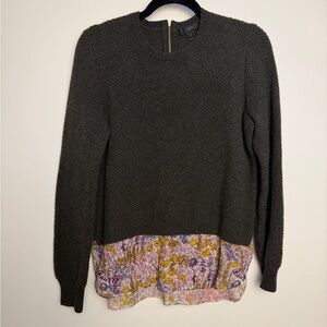 J Crew Shirttail Sweater Liberty Print Wool Silk size medium